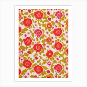 Flax Floral Print Warm Tones 2 Flower Art Print