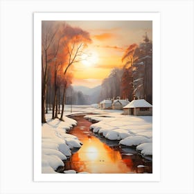 Sunset Over A River . 1 Art Print