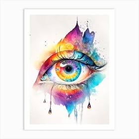 Mandala With An Eye, Symbol, Third Eye Watercolour 1 Art Print