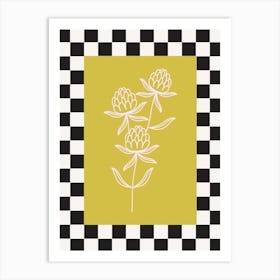 Modern Checkered Flower Poster  16 Art Print