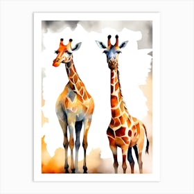 Watercolor Giraffes Art Print