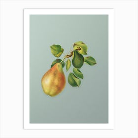 Vintage Pear Branch Botanical Art on Mint Green n.0346 Art Print