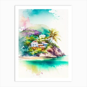 Culebra Island Puerto Rico Watercolour Pastel Tropical Destination Art Print