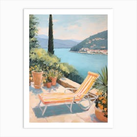 Sun Lounger By The Pool In  Genoa Italy Art Print