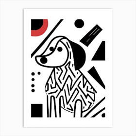 Dog With Geometric Shapes Painting Art Print