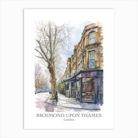 Richmond Upon Thames London Borough   Street Watercolour 2 Poster Art Print