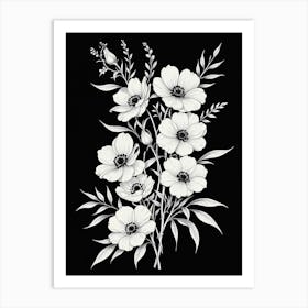 Black And White Flowers 3 Art Print