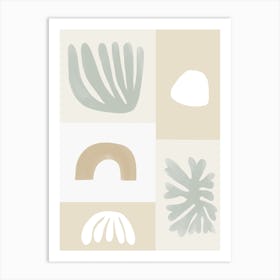 Modern Corals Sage Green Art Print