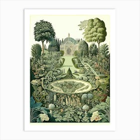 Gardens Of The Palace Of Versailles, France Vintage Botanical Art Print