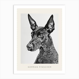 German Pinscher Dog Line Art 1 Poster Art Print