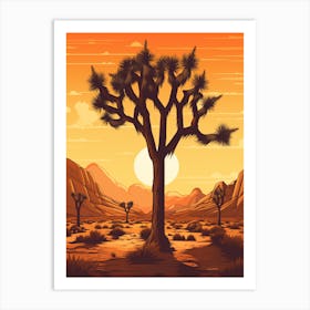  Retro Illustration Of A Joshua Tree At Sunset 3 Art Print