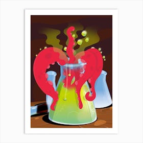 Science Flask Experiment Lab Monster Art Print