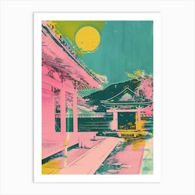 Koyasan Japan Retro Duotone Silkscreen 4 Art Print