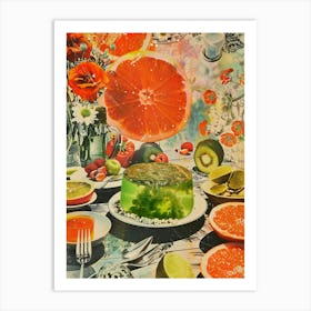 Green Fruity Jelly Retro Collage 2 Art Print