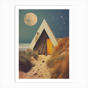 Cosmic cabin on sand dunes Art Print