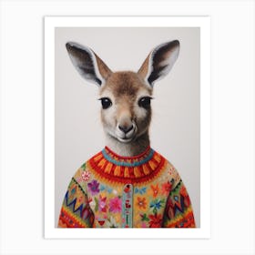 Baby Animal Wearing Sweater Kangaroo 3 Art Print