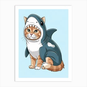 Cat In Shark Costume Art Print