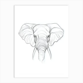 Elephant Head Drawing Art Print