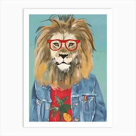 Lion In Glasses Art Print