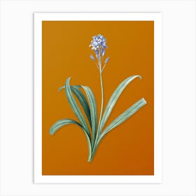Vintage Spanish Bluebell Botanical on Sunset Orange n.0780 Art Print