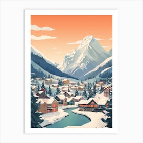 Vintage Winter Travel Illustration Banff Canada 2 Art Print