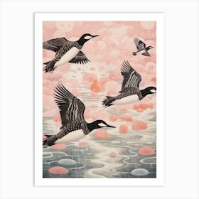 Vintage Japanese Inspired Bird Print Common Loon 3 Art Print