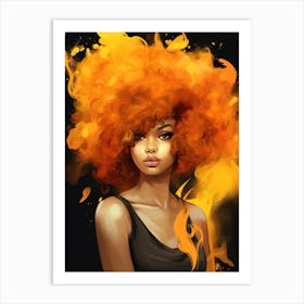 Afro Girl With Fire Art Print