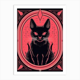 The Devil Tarot Card, Black Cat In Pink 0 Art Print