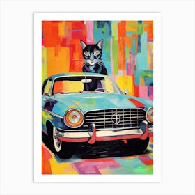Chevrolet Impala Vintage Car With A Cat, Matisse Style Painting 1 Art Print