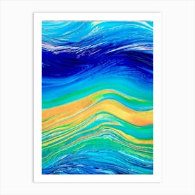 Abstract Representation Of A Tropical Ocean Wave Bright Colors Evoking The Essence Of Caribbean Bea (3) Art Print