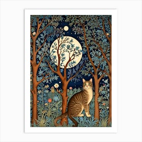 William Morris Cat In The Moonlight 4 Art Print