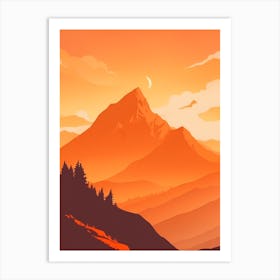 Misty Mountains Vertical Composition In Orange Tone 78 Art Print