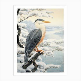 Winter Bird Painting Cormorant 3 Art Print