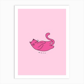 Pink Meow Cat Art Print