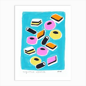 Liquorice Allsorts Blue Sweets Art Print