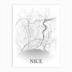 Nice, Alpes Maritimes, France, City Map, Black And White Fade Design Poster