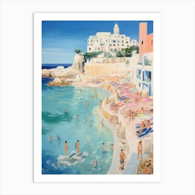 Polignano A Mare, Puglia   Italy Beach Club Lido Watercolour 2 Art Print