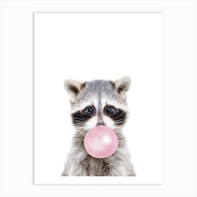 Bubble Gum Racoon Art Print