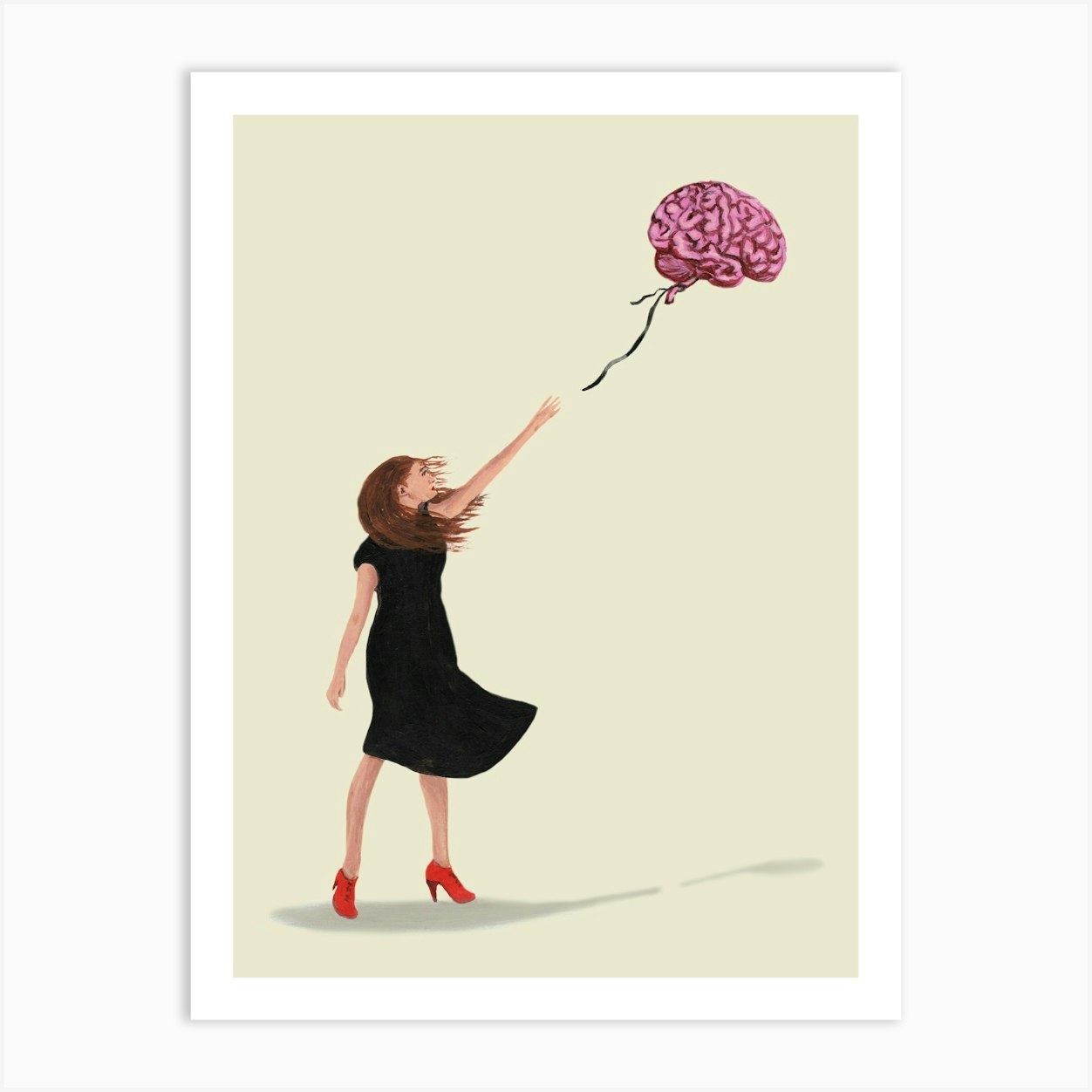 Banksy Inspired Brain Balloon Art Print by Coco Deparis