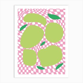 Checkerboard Pastel Pink Kiwi Art Print