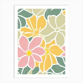 Daffodils Pastel Floral 1 Flower Art Print