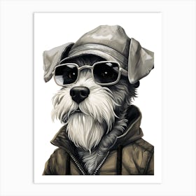 Schnauzer Dog Wearing Glasses Art Print