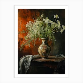 Baroque Floral Still Life Queen Annes Lace 1 Art Print