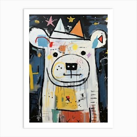 White polar street bear Basquiat style Art Print