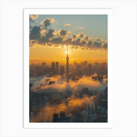 Tokyo Skyline At Sunrise Art Print