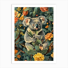 Koala Inspired by William Morris Art Print