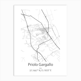 Priolo Gargallo,Italy Minimalist Map Poster