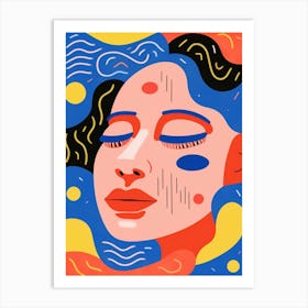 Closed Eyes Abstract Linework Face 6 Art Print