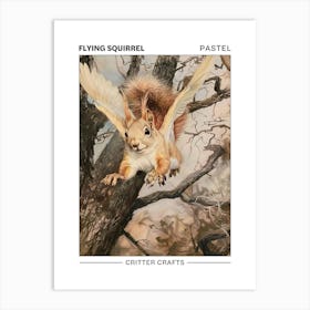 Flying Squirrel Pastel Watercolour 2 Poster Poster