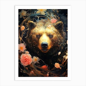 Bear With Flowers Art Print